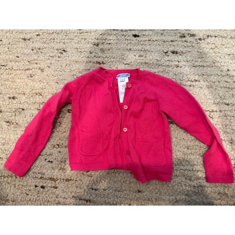 Jacadi Paris Girls Pink Cardigan Size 3A 96cm Cotton Wool Blend Pockets